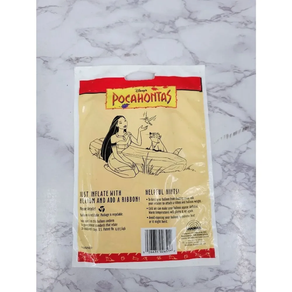 Pocahontas Vintage 90s Disney Mylar Foil Helium Balloon New In Package Deadstock